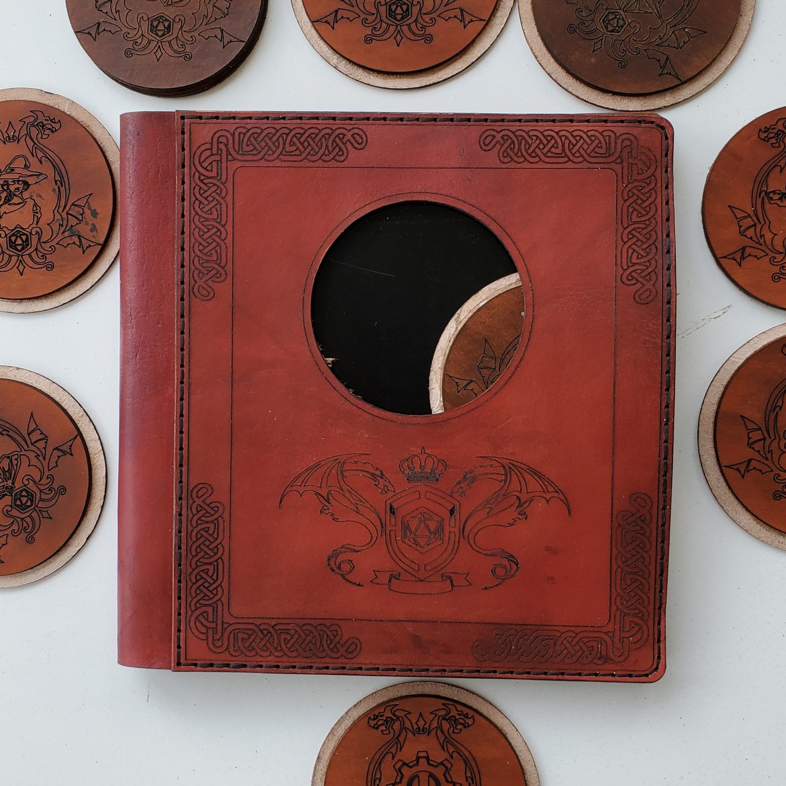 Red character book open with pages