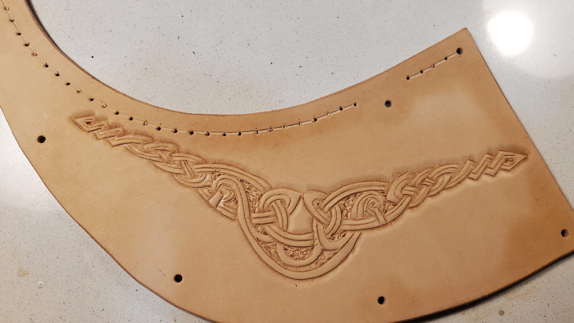 Side knotwork in progress