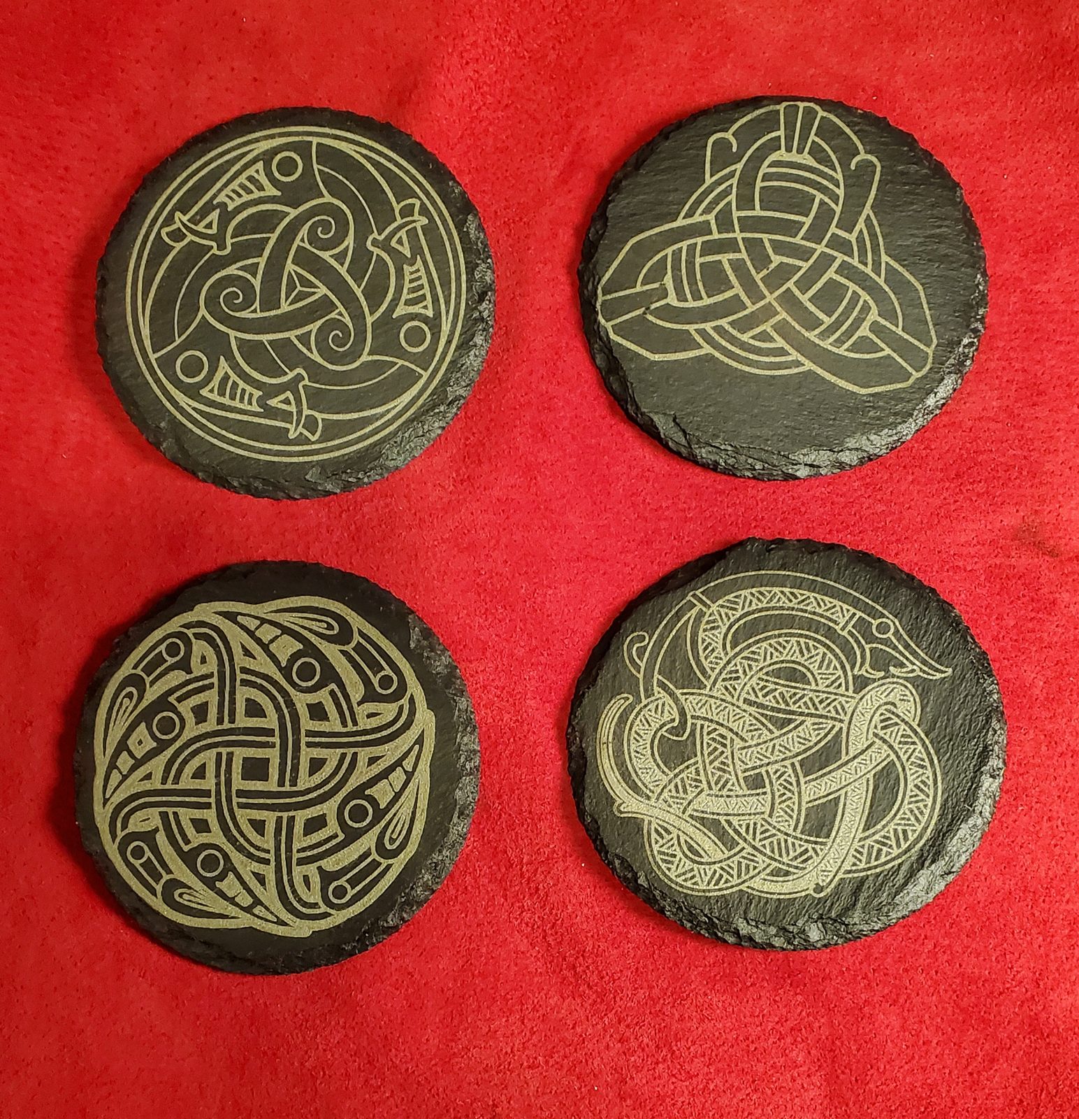 Four Viking knot slate coasters